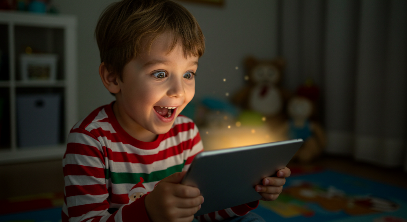 子どもがサンタ動画を見る様子2