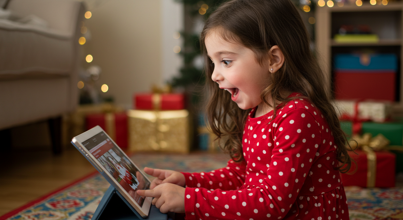 子どもがサンタ動画を見る様子3